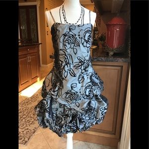 Mandee Grey & Black Strapless Rose Print Dress